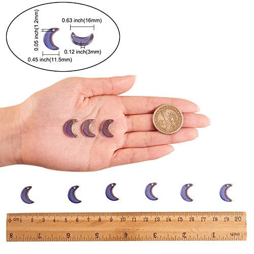 LiQunSweet 100 Pcs Shiny Powder Crystal Glass Moon Crescent Charms Mini Pendants for Bracelet and Necklace Jewelry Making DIY Craft Material - color: Moon Glass Charms_16x11.5mm_Midnight Blue