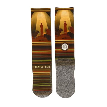 Men's – Christian Crew Socks for Men with Scripture | Moisture-Wicking | Easter Gift Idea - color: Daniel and the Lions Den