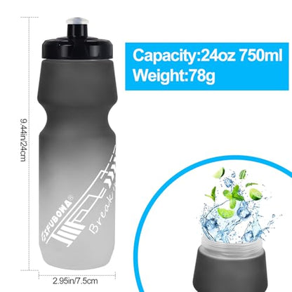 24oz Bike Water Bottle Leakproof Squeeze BPA Free Bicycle Bottles Design for Cycling Riding, Running, Gym & Outdoor Sports 2 Pack - color: Black+Green(2 PC)