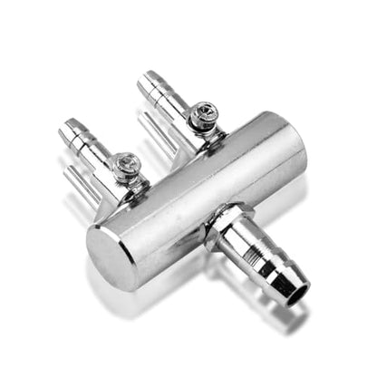 Joyzan Air Splitter Flow Control Valve,Aquarium Flow Lever Pump Distributor | 2 Way Stainless Steel Fish Tank Gang Manifolds Multi Port T Shaped Line Metal Regulator Connector Airline Tubing Hose