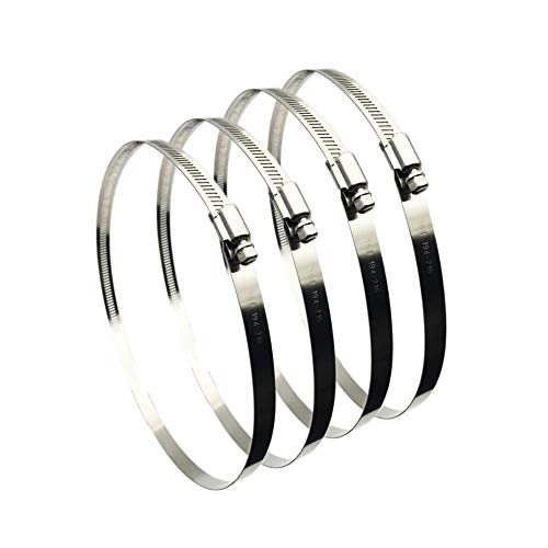 4Pcs 8" Adjustable 304 Stainless Steel Duct Clamps Hose Clamp Pipe Clamp Air Ducting Clamp worm drive hose clamps (194mm-216mm) - size: 8" -4Pcs