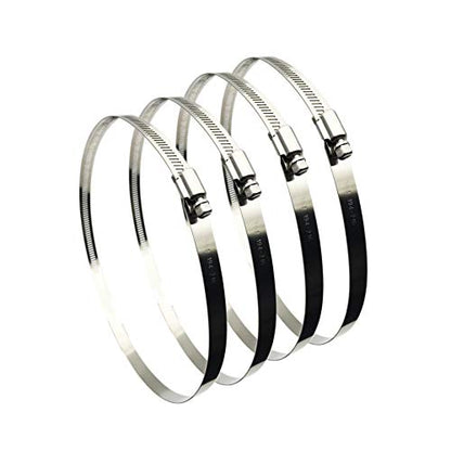 4Pcs 8" Adjustable 304 Stainless Steel Duct Clamps Hose Clamp Pipe Clamp Air Ducting Clamp worm drive hose clamps (194mm-216mm) - size: 8" -4Pcs