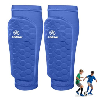 Soccer Shin Guards Shin Pads, Calf Compression Sleeve with Honeycomb Pads, Lightweight Shin Defender Shin Guards Kids for Adult Men Women, Boys, Girls, Youth - color: Blue, size: 3X-Small
