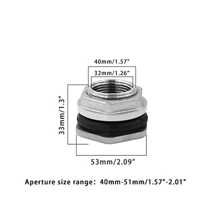 1" Bulkhead Water Tank Connector SUS304 Stainless Steel Thru-bulk Fitting,SAFYY Water Pipe Connector,Water Tank Adapter,Thru-Bulk Pipe Fitting for Rain Barrels,Aquariums,Water Tanks,Tubs - size: 1''