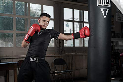 Title Classic Leather Elastic Training Gloves 2.0 - color: Red, size: 14 oz