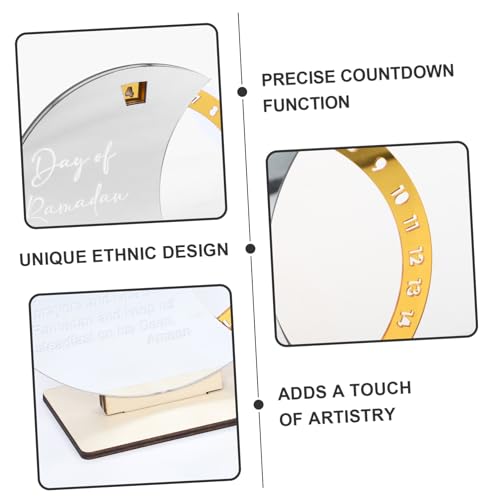 Wooden Ramadan Countdown Calendar Elegant Rotating Tabletop Decoration for Eid Celebrations for Home Office and School Decor