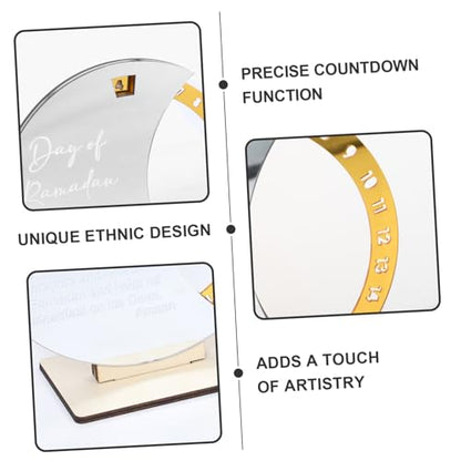 Wooden Ramadan Countdown Calendar Elegant Rotating Tabletop Decoration for Eid Celebrations for Home Office and School Decor