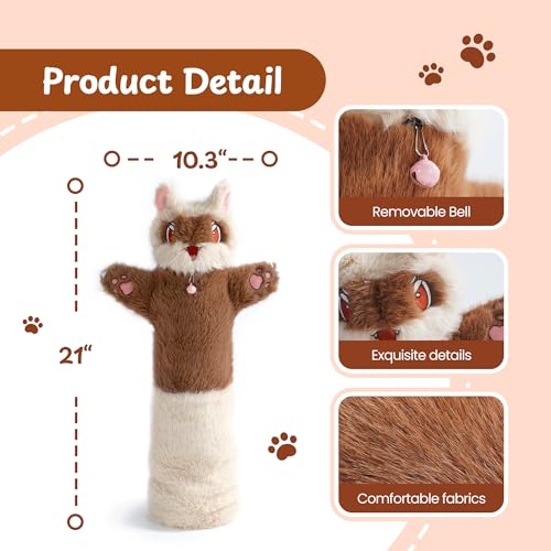Cat Wrestling Glove, 22 inch Cat Puppet Wrestler with 3 Catnip Pouches & 3 Layer Resistant Protection, Interactive Cat Toy with Removable Bell for Boredom Relief & Mental Stimulation, Raccoon - color: Raccoon