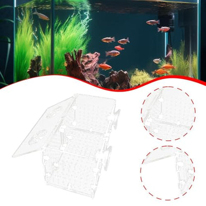 Breeding Box for Aquarium Acclimation Hatchery Acrylic Clear Sick Box Breeder for Clown Betta, Double Room