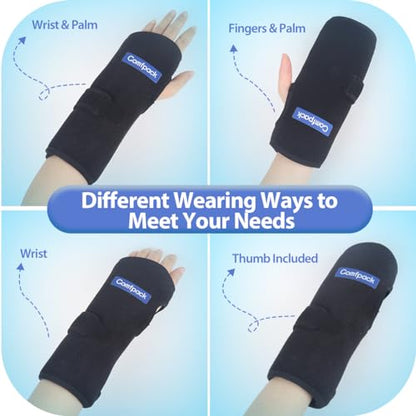 Comfpack Wrist Ice Pack for Carpal Tunnel, Reusable Hot Cold Therapy Hand Ice Pack Wrap Wrist Ice Brace for Hand Surgery, Rheumatoid, Tendinitis, Swelling, Injuries, Pain Relief