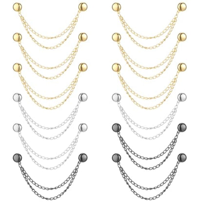 12 Pcs Magnet Hem Clips Pant Waist Tightener Multi-Function Magnetic Clothing Clips Metal Strong Magnet Pins Pinless Button Clip Chain for Fixing Hijab Clothes Pants Legs Sleeves Hem