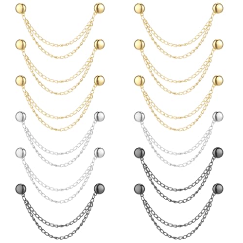 12 Pcs Magnet Hem Clips Pant Waist Tightener Multi-Function Magnetic Clothing Clips Metal Strong Magnet Pins Pinless Button Clip Chain for Fixing Hijab Clothes Pants Legs Sleeves Hem