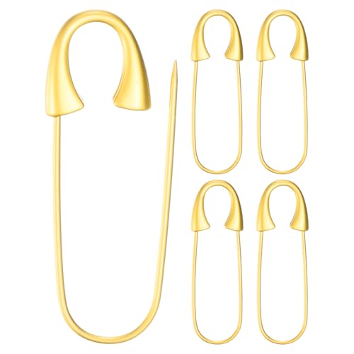 M METERXITY 5-Pack Large Safety Pin, 1.73 in(44mm) Zinc Alloy Heavy Brooch Pin for Sewing Clothes/Costume/Skirts Garments/Craft Supplies, Decorative Safety Pins [Gold Tone] - color: Gold Tone, size: 1.73 In(44mm)