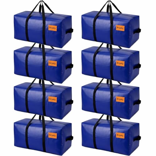 Krysty 8-pack Moving Bags and Large Storage Bags with Strong Handles，Durable Zippers，Heavy Duty Moving Bags for Space Saving and Moving Supplies