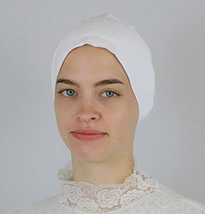 Modefa Islamic Women's Non-Slip Cotton Hijab Bonnet Cap Underscarf - color: White