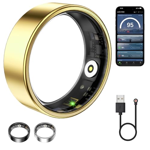 Smart Ring for Women & Men, Fitness Tracker with Heart Rate, Sleep Monitoring, Blood Oxygen, Long-Lasting Battery, IP68 Waterproof, No Subscription (Gold, #6) - color: Gold, size: 6