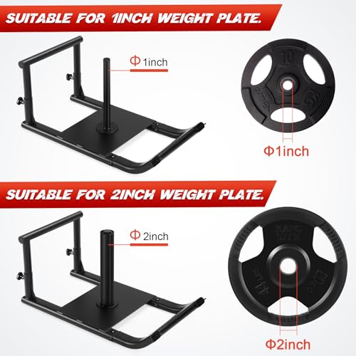 GADFISH Medium-sized Weight Sled, Adjustable Height Workout Fitness Sled for Speed Training, Push and Pull Sleds for Exercise, Suitable for 1" & 2" Weight Plate, Applicable to Multiple Scenarios