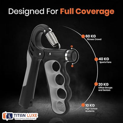 Grip Strength Trainer – Adjustable Resistance Hand Grip Strengthener (11-220 Lbs/5-100KG) with Auto Electronic Counter | Forearm & Finger Exerciser for Athletes, Musicians, Injury Recovery - color: Grey