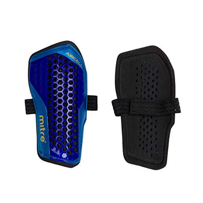 Mitre Unisex Soccer Shin Guards - color: Aircell Slip Black/Cyan/Yellow, size: X-Small