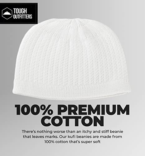 Tough Headwear Kufi Hat - Kufi Hats for Men Muslim, Turkish Kufi Cap - color: White Full