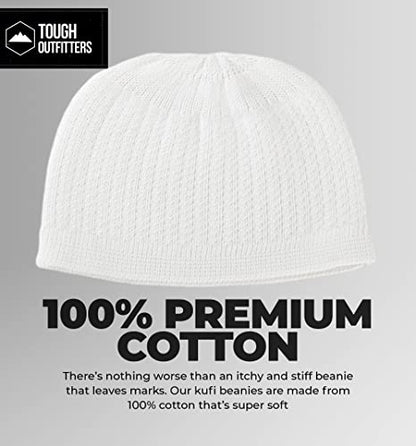 Tough Headwear Kufi Hat - Kufi Hats for Men Muslim, Turkish Kufi Cap - color: White Full