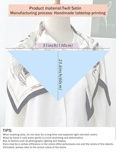 Triangle Shawls Scarf Head Hair Neck For Women Scarves Fashion Silk Feeling Lady Lightweight 51 * 23.6inch - color: K17-white Checkered Pattern Tool（51*23.6inch）