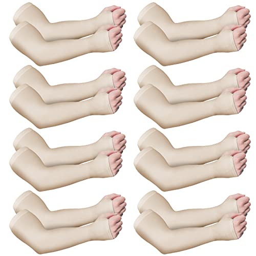Eurzom 8 Pairs Elderly Arm Sleeves Thin Skin Protector - color: Nude Color