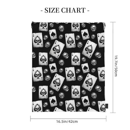 Unisex Polyester Gym Sack, Poker Skull Hearts Card Black, Drawstring Sackpack for Soccer Basketball Ball Storage - color: Pattern (358)
