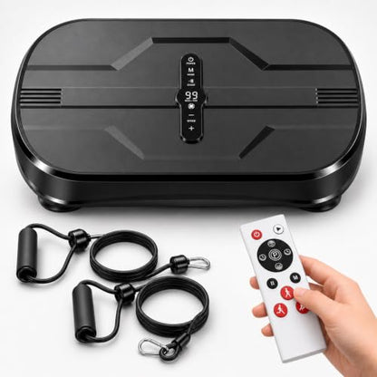 Natini Vibration Plate Exercise Machine - Power Vibrating Plate for Lymphatic Drainage,Whole Body Workout Machine for Women Weight Loss Home Fitness, - style: Flat Black