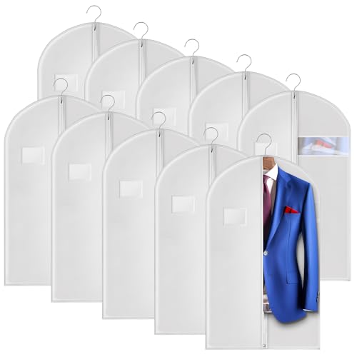 Hleelomi 10 Pack 40-in Garment Bag for Hanging Clothes Suit Bag White - color: White, size: 40“ （10 pack)