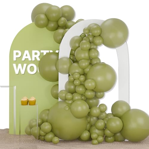 PartyWoo Sage Green Balloons 127pcs Different Sizes of 36 18 12 10 5 Inch Olive Boho Green Latex Balloon Arch Kit for Wedding Birthday Dinosaur Jungle Golf Football Theme Party Decorations Green-F11 - color: Green-f11, size: 127PCS