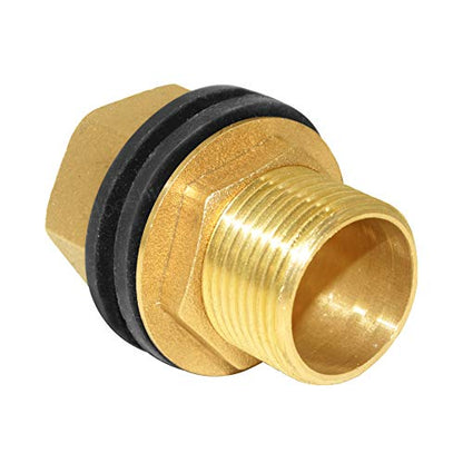Hooshing Brass Bulkhead Fitting 3/4“ Male x 3/4" Female Thread Water Tank Connector for Rain Barrels, Aquariums, Tubs, Pools - size: 3/4 Inch