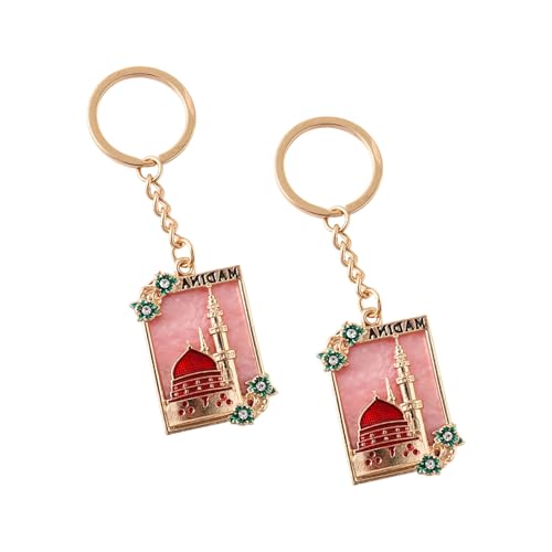 Pack Of 2 Zincs Alloy Islamics Art Inspired Keychains Middle Eastern Moons Festival Cultural For Ramadans Eid - color: Red 2