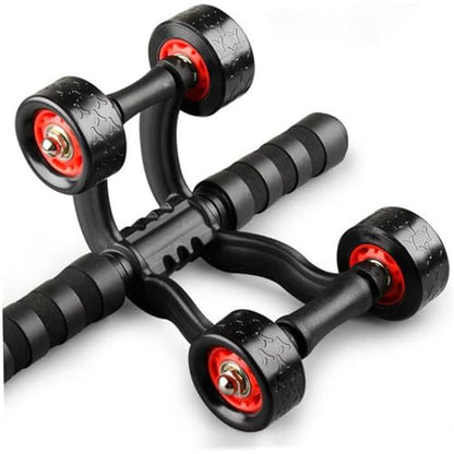 2 Pack 4-Wheel Ab Roller Abdominal Exercise Roller for Six Pack Abs, Core Workout Trainer, Stomach Exercises with Knee Mat, Sport Fitness for Men and Women