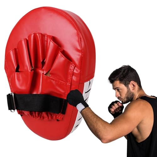 Boxing Pads Gloves Thick Adjustable Curved Focus Punching Mitts | Hand Target Training Hand Pads for Kickboxing Karate Thai - color: Red