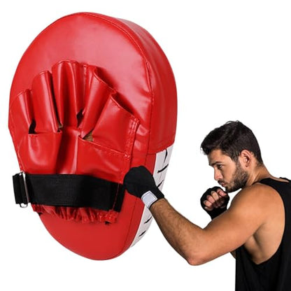 Boxing Pads Gloves Thick Adjustable Curved Focus Punching Mitts | Hand Target Training Hand Pads for Kickboxing Karate Thai - color: Red