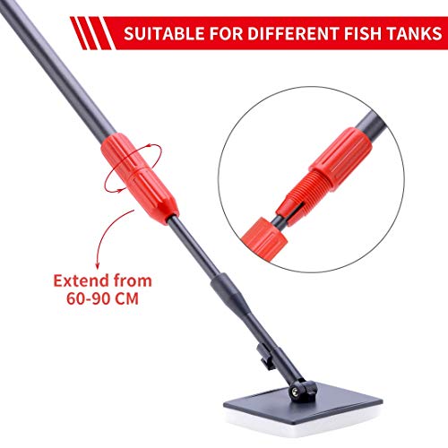 Deioxhy 6-in-1 Aquarium Fish Tank Cleaning Tools Kit Algae Clean Sets with Adjustable Long Handle Fish Tank Brush Cleaner - size: 1 Count (Pack of 1)