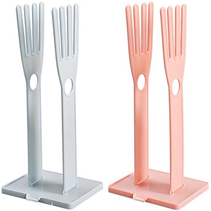 2 PCS Kitchen Glove Holder Kitchen Glove Stand Holder Rubber Glover Drying Dryer Rack Reusable Rubber Mitten Clothes Drying Rack for Dish Gloves and Rags, Pink and Blue