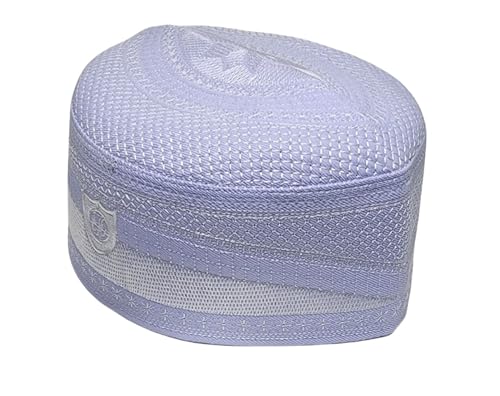 Al-Ameen Muslim Gift Muslim Kufi Hat for Men AMN-004 Islam Cap Unique Design Beanie Round Topi Headwear Ramadan Eid Gift - color: White, size: Large