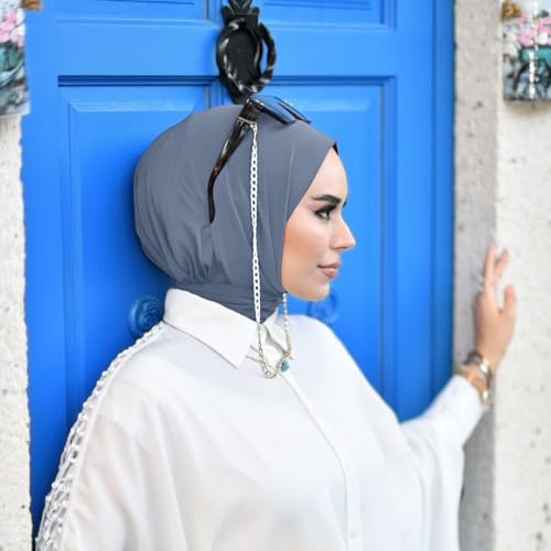 para life Snap Hijab for Women, Breathable Instant Hijabs|Standard Size Stretchable Cotton Sandy|Jersey Undercap - color: Grey