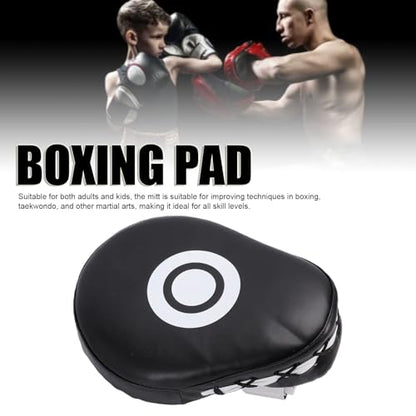Boxing Curved Focus Punching Mitt PU Leather Boxing Pad with Adjustable Strap for Taekwondo Training - color: Black White