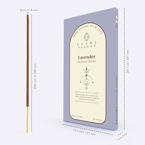 KarmaPledge Lavender Incense Sticks, Burn Time 45-60 Min, 100 Sticks - color: Lavender, size: 100 Hand Dipped Sticks