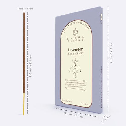 KarmaPledge Lavender Incense Sticks, Burn Time 45-60 Min, 100 Sticks - color: Lavender, size: 100 Hand Dipped Sticks