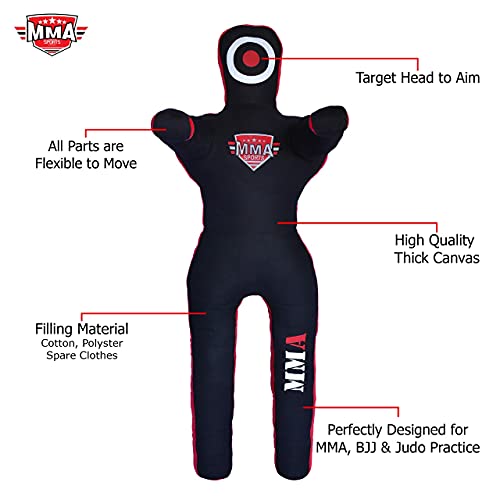 MMA Sports Brazilian JIU Jitsu Grappling Submission Throwing Dummy Punching Heavy Bag Kick Boxing Dummies UNFILLED - color: Black-1, size: 5ft, style: Standing