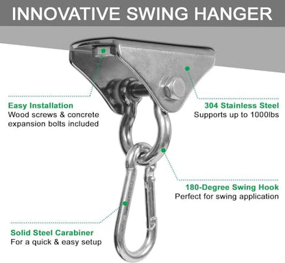Yes4All Punching Bag Hanger, Stainless Steel Swivel Chain with 4 Snap Hooks for Heavy Bag, Gym Swing, Trapeze, and Hammock - color: Hangers 180 Degree Rotation