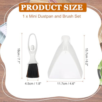 uxcell Mini Dustpan and Brush Set, Small Broom and Dustpan Set for Office Tabletops Sofas Keyboards Home Cleaning Tool, White - color: White