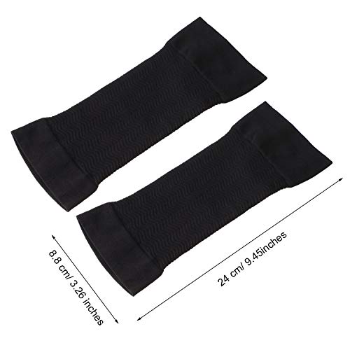 WILLBOND 4 Pairs Slimming Arm Shaper Sleeve for Women Men Upper Flabby Arm Sleeve for Slimming Sun Protection Tattoo Cover up - color: Black