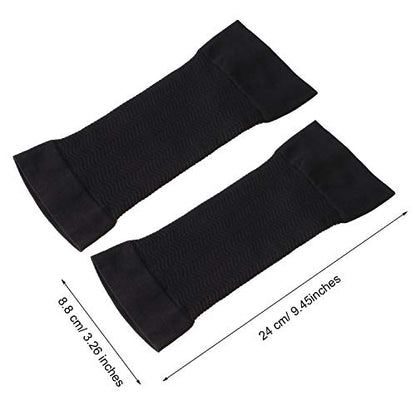 WILLBOND 4 Pairs Slimming Arm Shaper Sleeve for Women Men Upper Flabby Arm Sleeve for Slimming Sun Protection Tattoo Cover up - color: Black