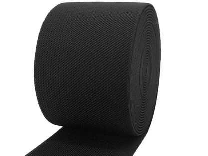 Black Wide Knit Elastic Band for Sewing 3 inch 5yards Double-Side Twill Woven Elastic Heavy Stretch Elastic Spool Band for Pants Waist-Wigs-Skirts-Craft-DIY Projects - color: Black