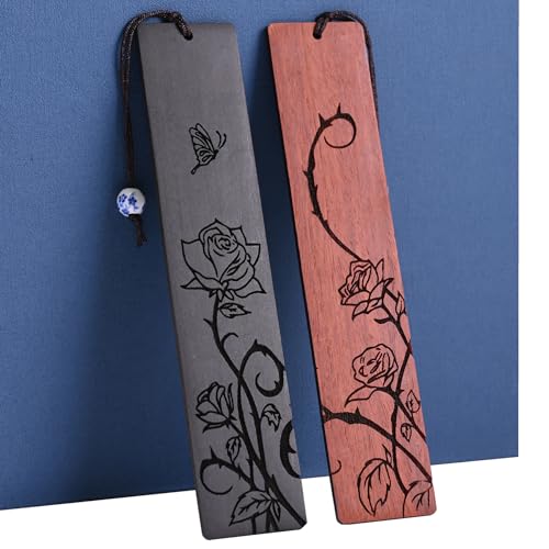 Cute Bookmarks for Women, Pretty Flower Bookmarks Rose Wooden Book Markers for Women, Bookish Gifts (Rose) - style: Rose